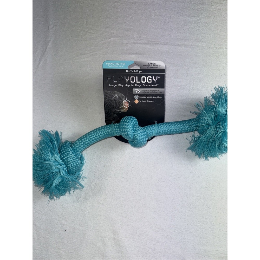 Playology Dog Toy‎ Rope Peanut Butter Scented Knotted Chew for Medium to Large